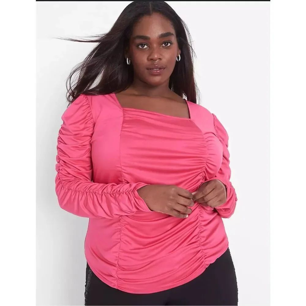 Hot Pink Lane Bryant Ruched Blouse
